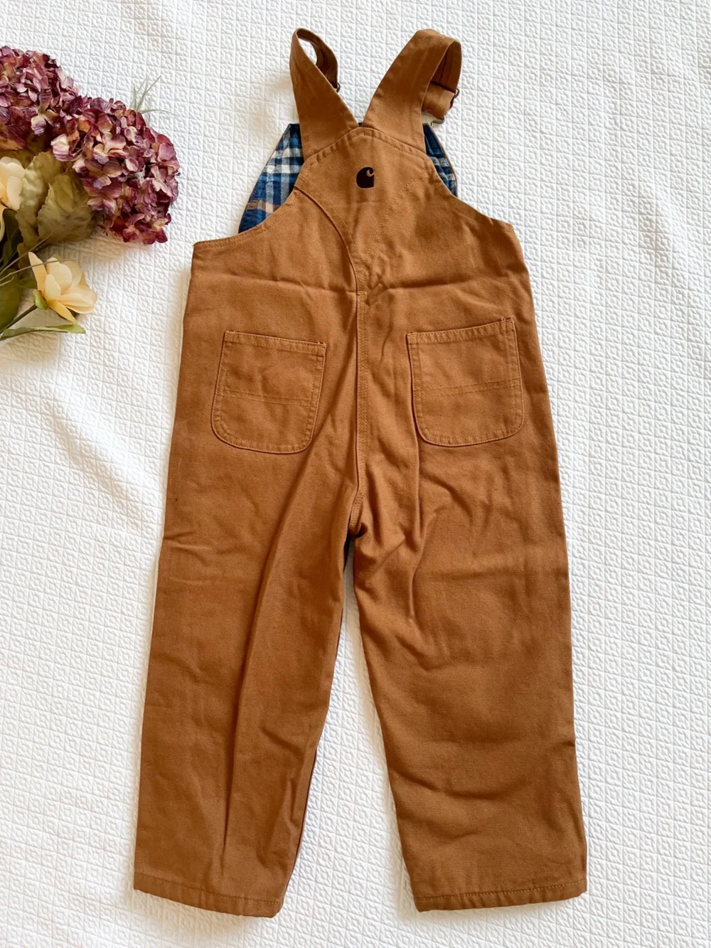 Carhartt Toddler Flannel-Lined Canvas Overalls Size 3T - Picture 5 of 9